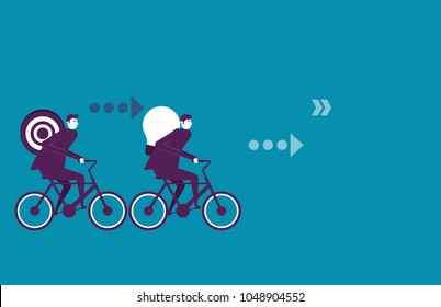 Business team ride together. Vector illustration business teamwork concept.
