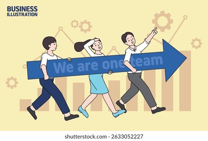Business Team Running Together Toward Success – Vector Illustration