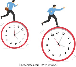 Business team rush to work against time, Vector illustration in flat style

