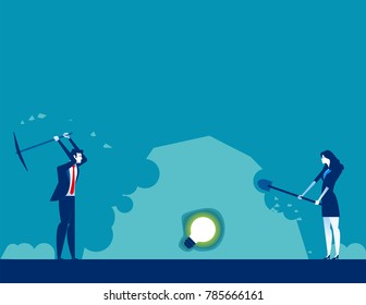 Business team search of ideas. Concept business vector illustration. Flat design style.