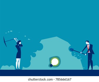 Business team search of ideas. Concept business vector illustration. Flat design style.