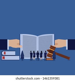 Business team see open book metaphor of terms and license. Illustration For Wallpaper, Banner, Background, Book Illustration, And Web Landing Page.