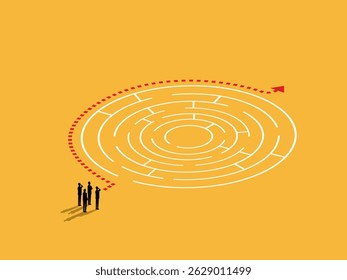 Business team seen in solving a maze puzzle