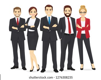 Business team set with leader isolated vector illustration