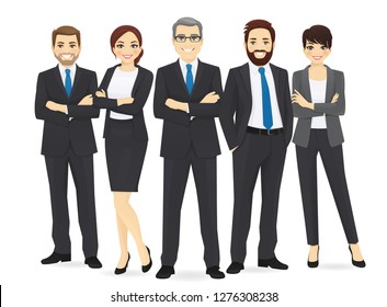 Business team set with leader isolated vector illustration