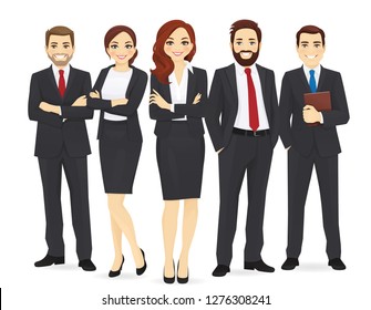 Business team set with leader isolated vector illustration