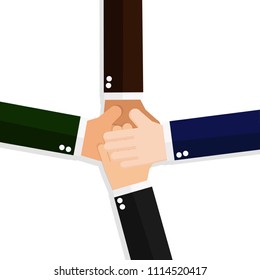 Business team showing unity with their hands together