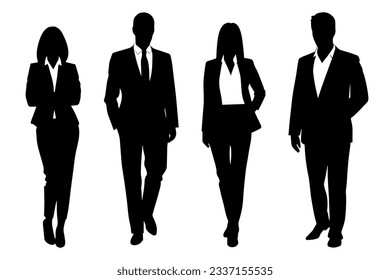 Business team silhouette. Businessmen and businesswomen business group. Vector illustration