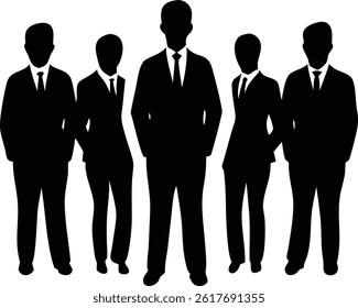 Business Team Silhouette Vector - Professional Group Design.