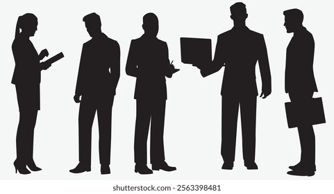 business team silhouette. Working group of business standing together on isolated white background. 