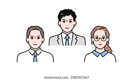 Business team simple vector illustration set