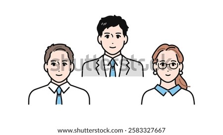 Business team simple vector illustration set