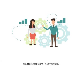 Business team, a solid startup and able to collaborate to build a company to bring in profits. Synergize and work together. Do the best for the company, grow and develop together, success.