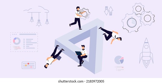 Business team solution Team communication abstract concept vector illustration Effective teamwork abstract metaphors Agile development decisions methodology business concept Agile life rule cycle