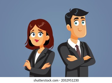 Business Team Standing with Arms Crossed Vector Illustration. Business people working together in a partnership
