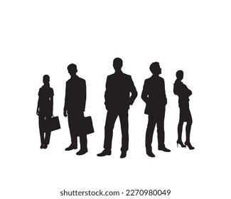 Business team standing together pose silhouette.