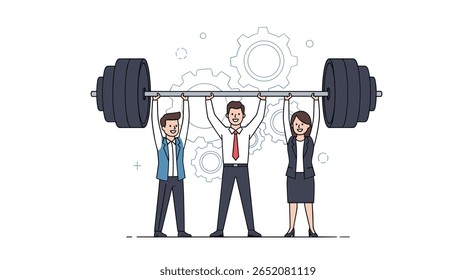 Business team strength collaboration and partnership for success achieved