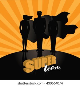 Business team super heroes marketing poster background design. EPS 10 vector.