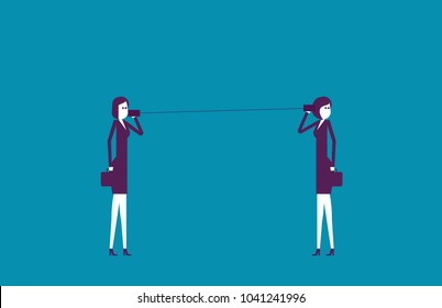 Business team talking on can phone.Vector illustration communication business concept.