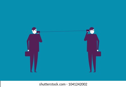 Business team talking on can phone.Vector illustration communication business concept.