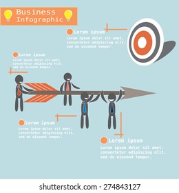 Business team with target arrow. Vector design illustration.