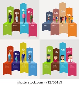 Concepto de equipo de negocios y trabajo en equipo en personajes de diseño plano. Imágenes vectoriales.