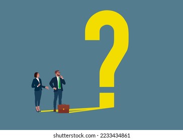 Business team think and doubting. Business question mark symbol vector. Flat modern vector illustration.