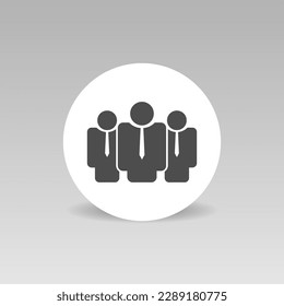 Business team three men vector icon. Round sign