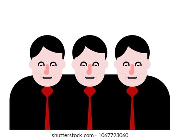 Business team. Three people together. Vector illustration
