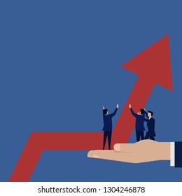 Business team try to set up the chart grow.