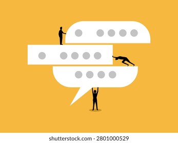 business team used speech bubble icons, representing conversation and collaboration