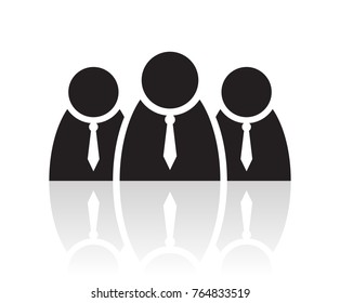Business team vector icon with reflection.