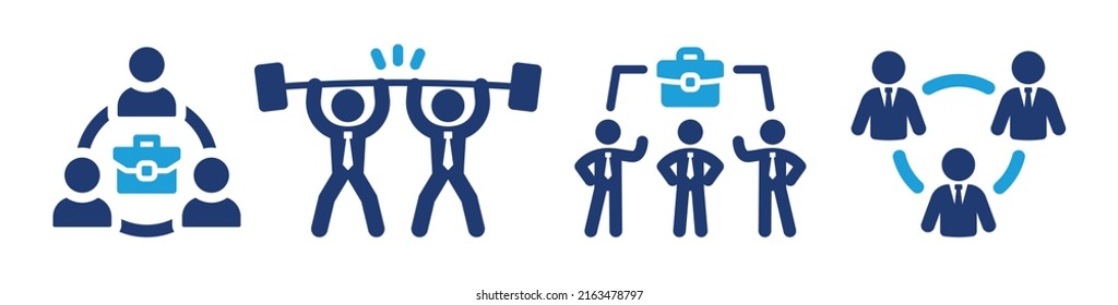 Conjunto de iconos del vector del equipo de negocios. Concepto de símbolo de colaboración en el trabajo y de trabajo en equipo de hombres de negocios.