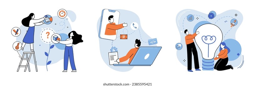 Business team vector illustration. Investment in communication tools enhanced teams ability to collaborate effectively The business team actively engaged with community, strengthening their network