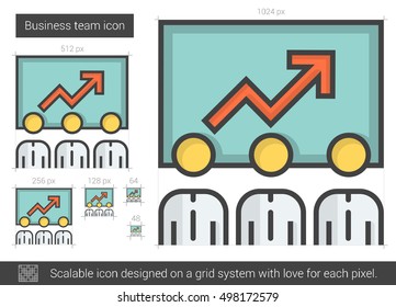 Business team vector line icon isolated on white background. Business team line icon for infographic, website or app. Scalable icon designed on a grid system.