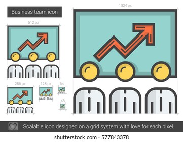 Business team vector line icon isolated on white background. Business team line icon for infographic, website or app. Scalable icon designed on a grid system.
