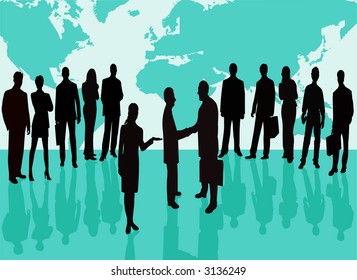  Business Team  - vector silhouette illustration