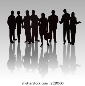Business team - vector silhouettes
