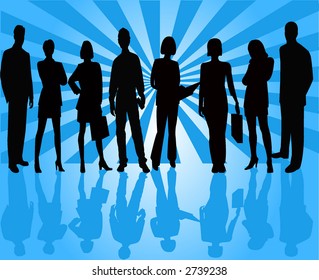 Business team - vector silhouettes