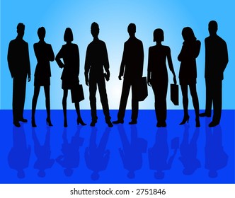 Business team - vector silhouettes
