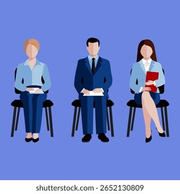 Equipe de negócios esperando lobby vetor conjunto ilustração.