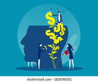 Business Team Water The Plants Money Think For Growth Mindset