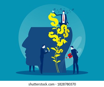 Business Team Water The Plants Money Think For Growth Mindset