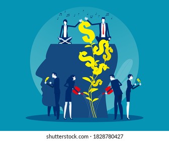 Business Team Water The Plants Money Think For Growth Mindset