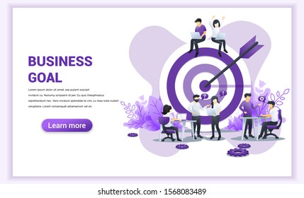 business team work concept. target with an arrow, hit the target, goal achievement. Flat vector illustration