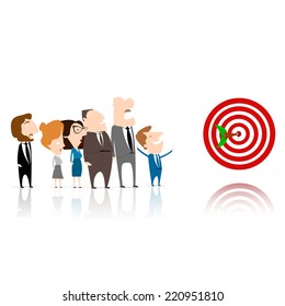 business team work and a dartboard