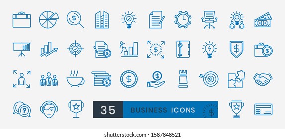 Business team work icon. Collection of finance web symbols with minimal thin line art style. Teamwork. Human Resource Management. Simple vector illustration element.
