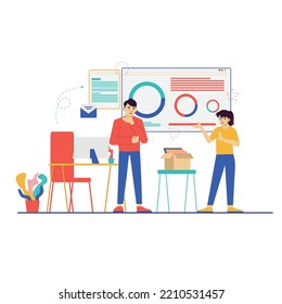 Business Team Work Illustration, Create your own Project or work in the easiest way with this Illustration, suitable for your business, branding, service projects. This illustration is 100% vector. 