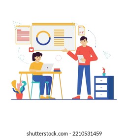 Business Team Work Illustration, Create your own Project or work in the easiest way with this Illustration, suitable for your business, branding, service projects. This illustration is 100% vector. 