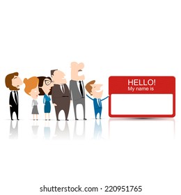 business team work and a name card